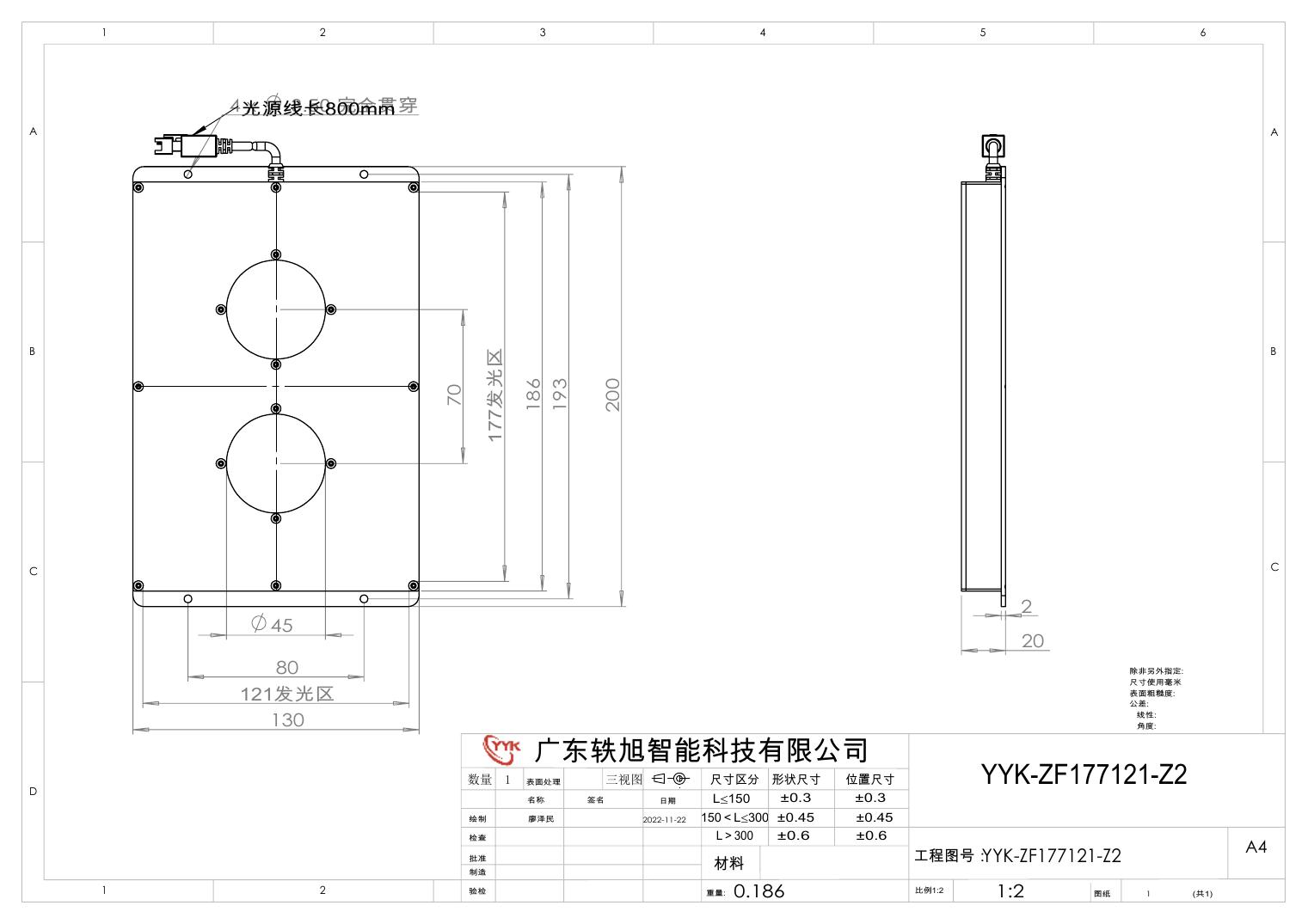 YYK-ZF177121-Z2 中孔背光源 尺寸图